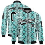 Custom Varsity Full-Zip Snake Pattern Letterman Bomber Jacket | BuyFootballJersey