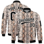Custom Varsity Full-Zip Snake Pattern Letterman Bomber Jacket | BuyFootballJersey