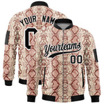 Custom Varsity Full-Zip Snake Pattern Letterman Bomber Jacket | BuyFootballJersey