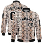 Custom Varsity Full-Zip Snake Pattern Letterman Bomber Jacket | BuyFootballJersey