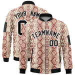 Custom Varsity Full-Zip Snake Pattern Letterman Bomber Jacket | BuyFootballJersey