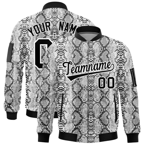 Custom Varsity Full-Zip Snake Pattern Letterman Bomber Jacket | BuyFootballJersey