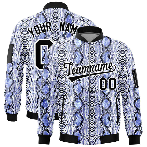 Custom Varsity Full-Zip Snake Pattern Letterman Bomber Jacket | BuyFootballJersey