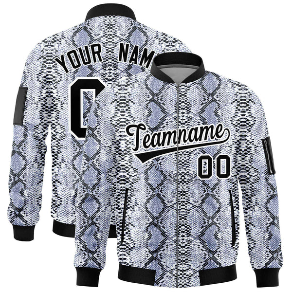 Custom Varsity Full-Zip Snake Pattern Letterman Bomber Jacket | BuyFootballJersey
