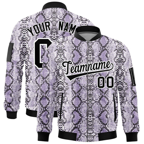 Custom Varsity Full-Zip Snake Pattern Letterman Bomber Jacket | BuyFootballJersey