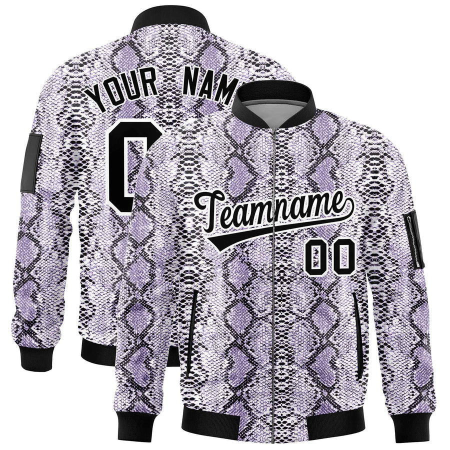 Custom Varsity Full-Zip Snake Pattern Letterman Bomber Jacket | BuyFootballJersey