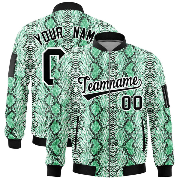 Custom Varsity Full-Zip Snake Pattern Letterman Bomber Jacket | BuyFootballJersey