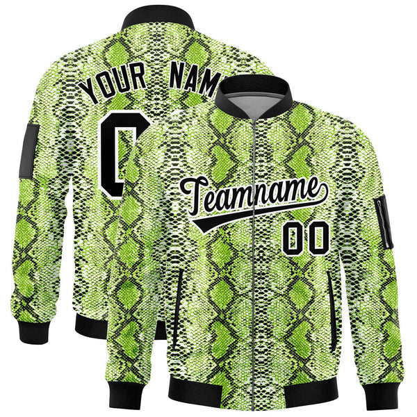 Custom Varsity Full-Zip Snake Pattern Letterman Bomber Jacket | BuyFootballJersey