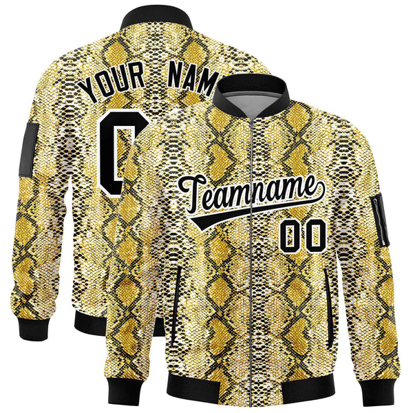 Custom Varsity Full-Zip Snake Pattern Letterman Bomber Jacket | BuyFootballJersey