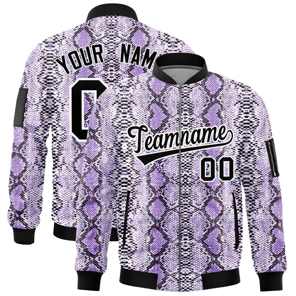 Custom Varsity Full-Zip Snake Pattern Letterman Bomber Jacket | BuyFootballJersey