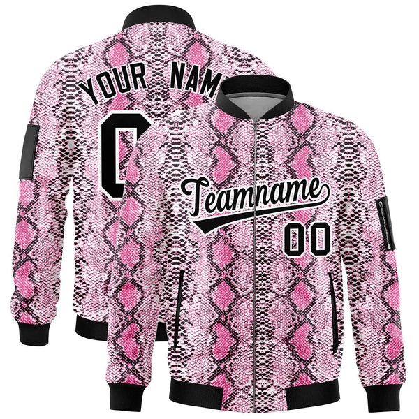 Custom Varsity Full-Zip Snake Pattern Letterman Bomber Jacket | BuyFootballJersey