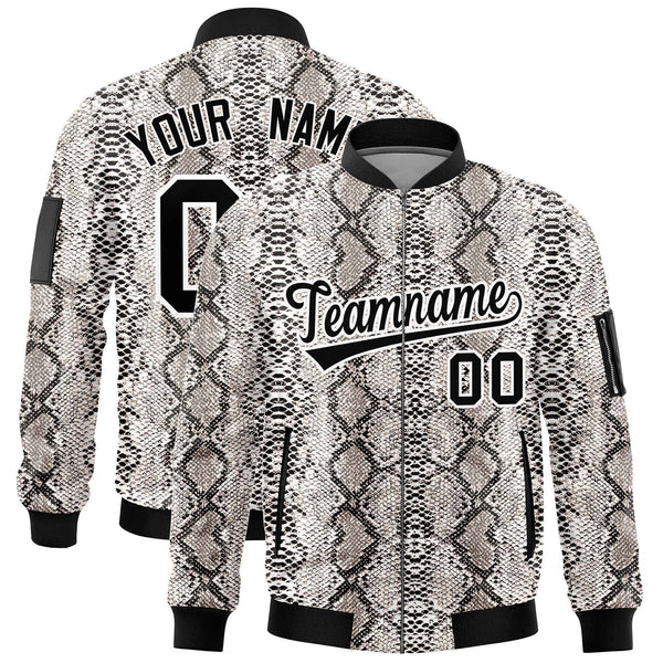 Custom Varsity Full-Zip Snake Pattern Letterman Bomber Jacket | BuyFootballJersey