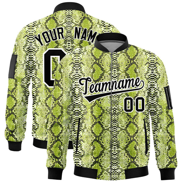 Custom Varsity Full-Zip Snake Pattern Letterman Bomber Jacket | BuyFootballJersey