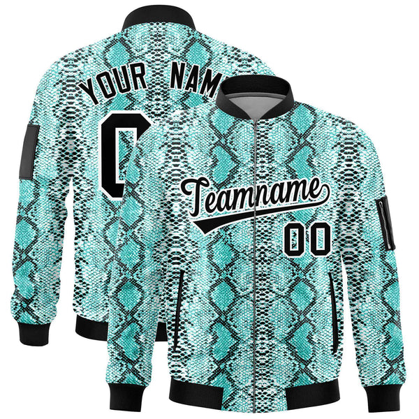 Custom Varsity Full-Zip Snake Pattern Letterman Bomber Jacket | BuyFootballJersey