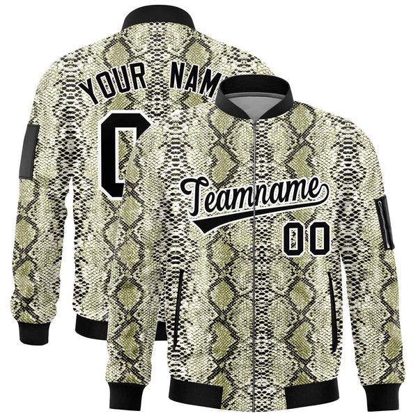 Custom Varsity Full-Zip Snake Pattern Letterman Bomber Jacket | BuyFootballJersey