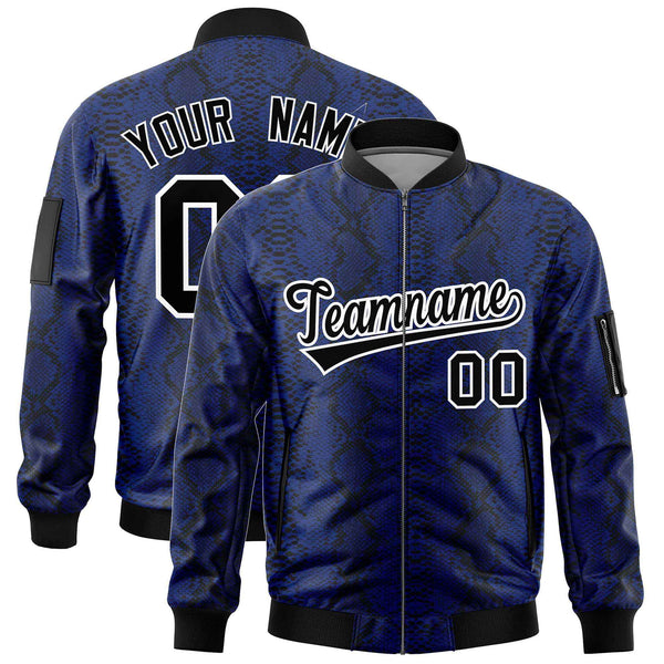 Custom Varsity Full-Zip Snake Pattern Letterman Bomber Jacket | BuyFootballJersey