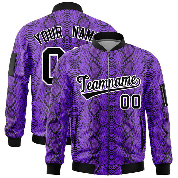 Custom Varsity Full-Zip Snake Pattern Letterman Bomber Jacket | BuyFootballJersey
