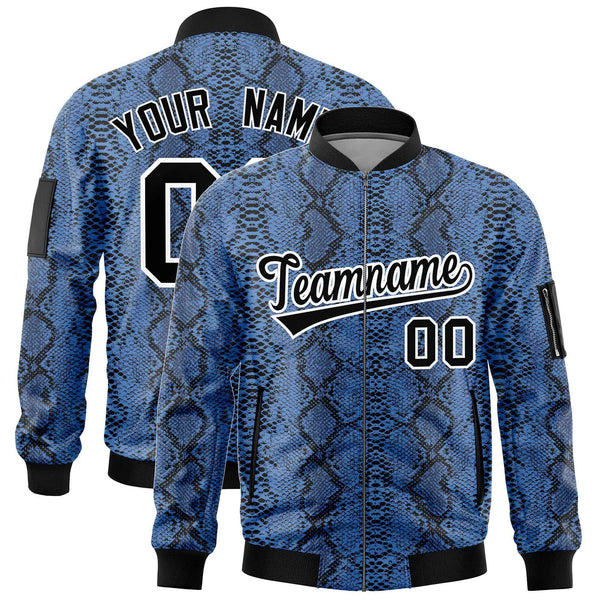 Custom Varsity Full-Zip Snake Pattern Letterman Bomber Jacket | BuyFootballJersey
