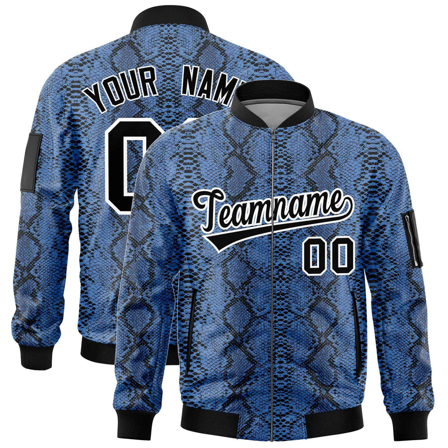 Custom Varsity Full-Zip Snake Pattern Letterman Bomber Jacket | BuyFootballJersey