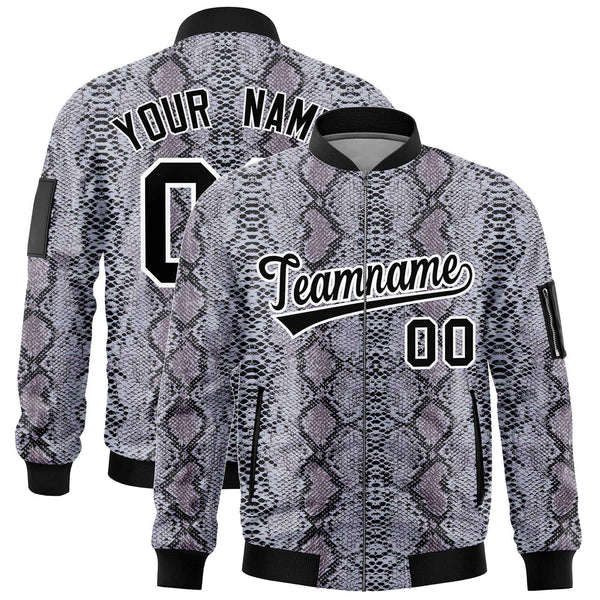 Custom Varsity Full-Zip Snake Pattern Letterman Bomber Jacket | BuyFootballJersey