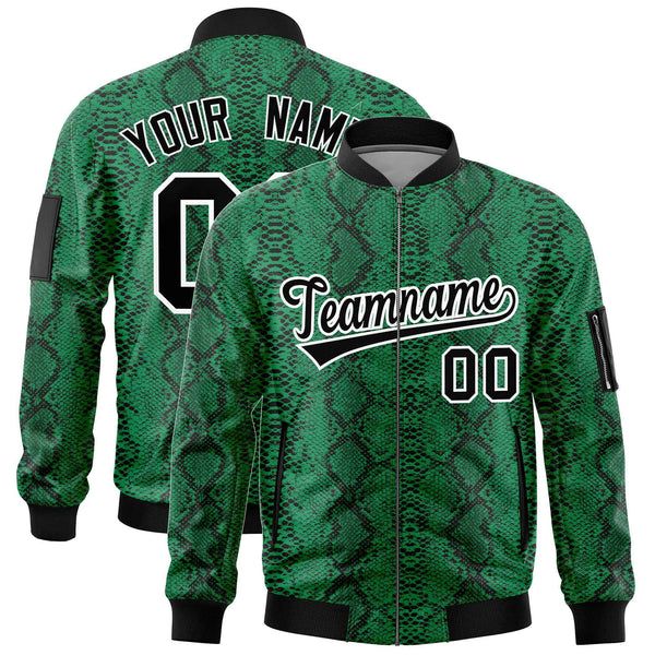 Custom Varsity Full-Zip Snake Pattern Letterman Bomber Jacket | BuyFootballJersey