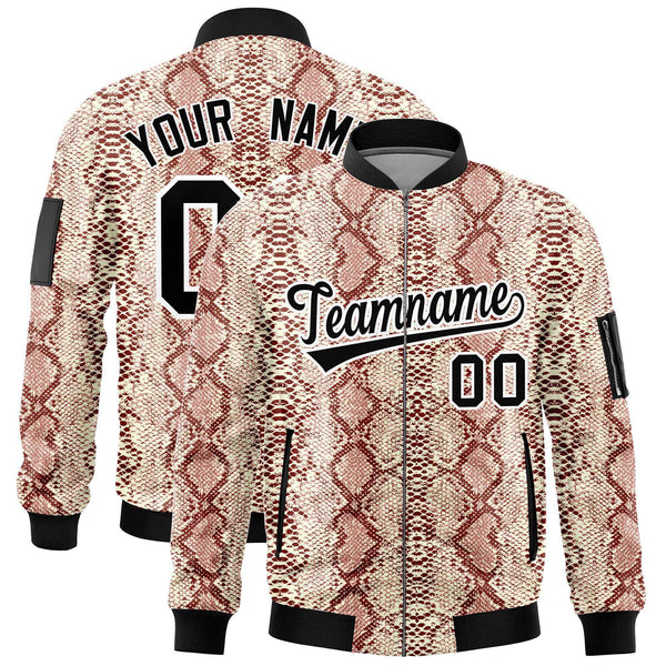Custom Varsity Full-Zip Snake Pattern Letterman Bomber Jacket | BuyFootballJersey