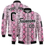 Custom Varsity Full-Zip Snake Pattern Letterman Bomber Jacket | BuyFootballJersey