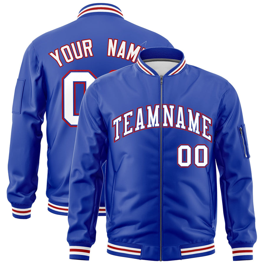 Custom Royal Blue White Red Independence Day Full Zip American Flag Wrinkle-Resistant Jacket | BuyFootballJersey
