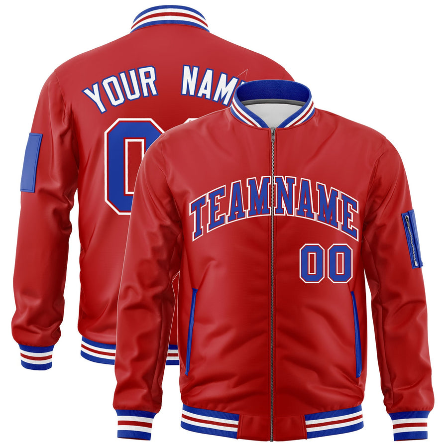 Custom Red Royal Blue White Independence Day Full Zip American Flag Wrinkle-Resistant Jacket | BuyFootballJersey