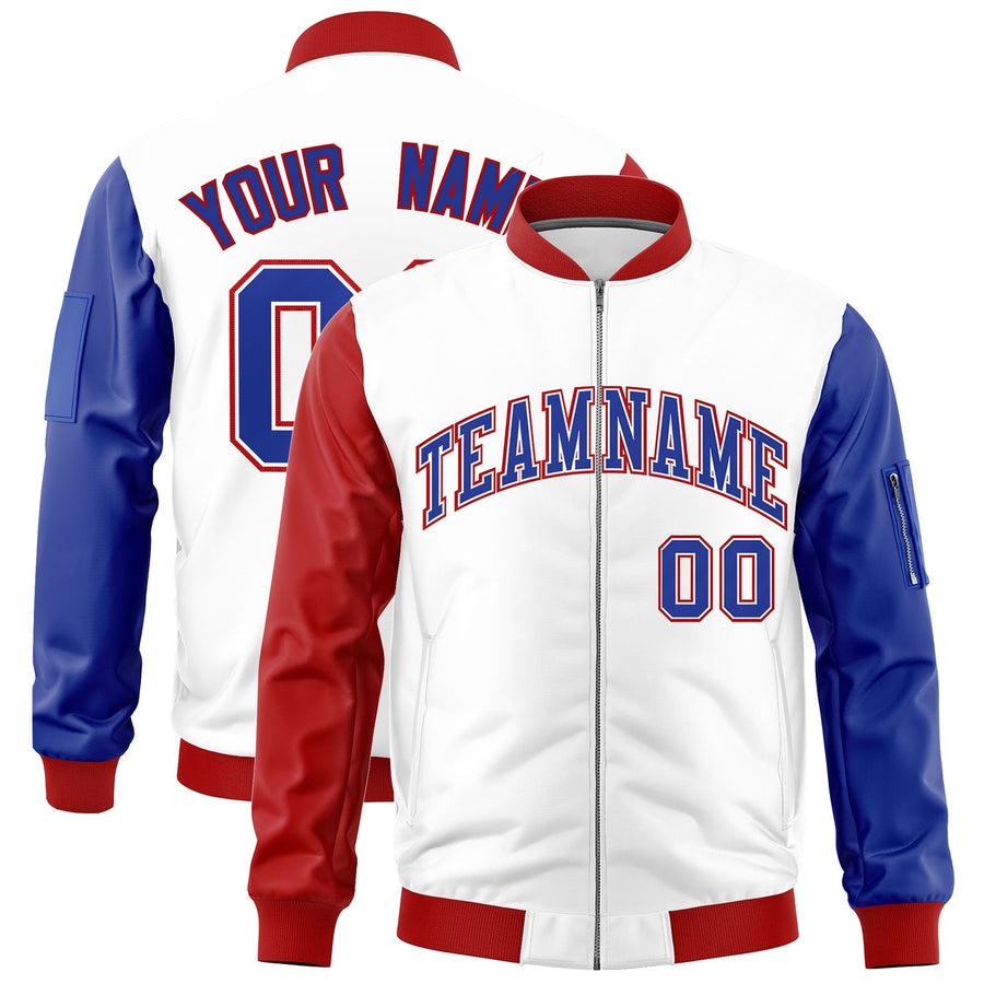 Custom White Red Royal Blue Independence Day Full Zip American Flag Wrinkle-Resistant Jacket | BuyFootballJersey