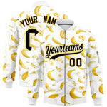Custom White Varsity Full-Zip Banana Pattern Letterman Bomber Jacket | BuyFootballJersey