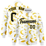 Custom White Varsity Full-Zip Banana Pattern Letterman Bomber Jacket | BuyFootballJersey