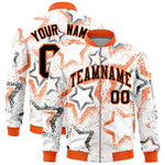 Custom White Varsity Full-Zip Star Pattern Letterman Bomber Jacket | BuyFootballJersey