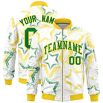 Custom White Varsity Full-Zip Star Pattern Letterman Bomber Jacket | BuyFootballJersey