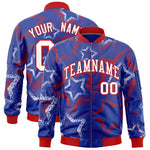Custom Royal Varsity Full-Zip Star Pattern Letterman Bomber Jacket | BuyFootballJersey