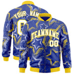 Custom Royal Varsity Full-Zip Star Pattern Letterman Bomber Jacket | BuyFootballJersey