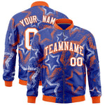 Custom Royal Varsity Full-Zip Star Pattern Letterman Bomber Jacket | BuyFootballJersey