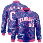 Custom Royal Varsity Full-Zip Star Pattern Letterman Bomber Jacket | BuyFootballJersey
