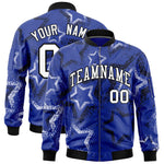 Custom Royal Varsity Full-Zip Star Pattern Letterman Bomber Jacket | BuyFootballJersey