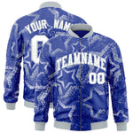 Custom Royal Varsity Full-Zip Star Pattern Letterman Bomber Jacket | BuyFootballJersey