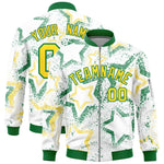 Custom White Varsity Full-Zip Star Pattern Letterman Bomber Jacket | BuyFootballJersey