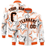 Custom White Varsity Full-Zip Star Pattern Letterman Bomber Jacket | BuyFootballJersey