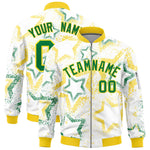 Custom White Varsity Full-Zip Star Pattern Letterman Bomber Jacket | BuyFootballJersey