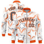 Custom White Varsity Full-Zip Star Pattern Letterman Bomber Jacket | BuyFootballJersey