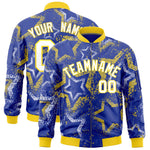 Custom Royal Varsity Full-Zip Star Pattern Letterman Bomber Jacket | BuyFootballJersey
