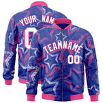 Custom Royal Varsity Full-Zip Star Pattern Letterman Bomber Jacket | BuyFootballJersey