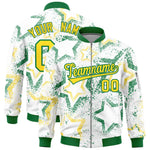 Custom White Varsity Full-Zip Star Pattern Letterman Bomber Jacket | BuyFootballJersey