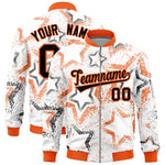 Custom White Varsity Full-Zip Star Pattern Letterman Bomber Jacket | BuyFootballJersey