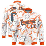 Custom White Varsity Full-Zip Star Pattern Letterman Bomber Jacket | BuyFootballJersey