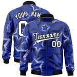 Custom Royal Varsity Full-Zip Star Pattern Letterman Bomber Jacket | BuyFootballJersey